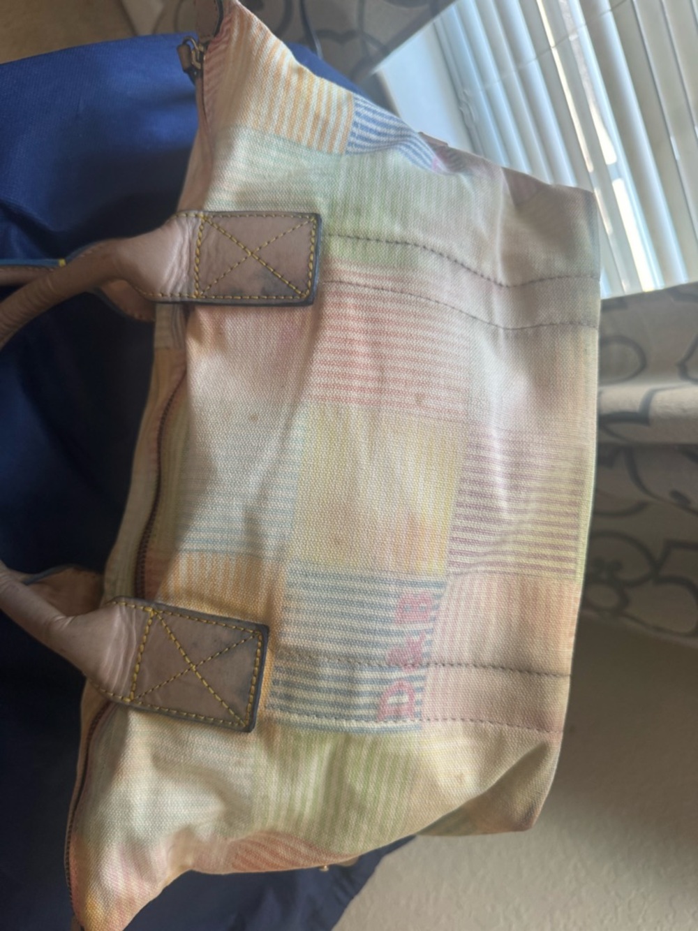 Y2K Dooney and Bourke PatchworkPastel Plaid Women's Handbag with Leather Handles - Picture 13 of 16